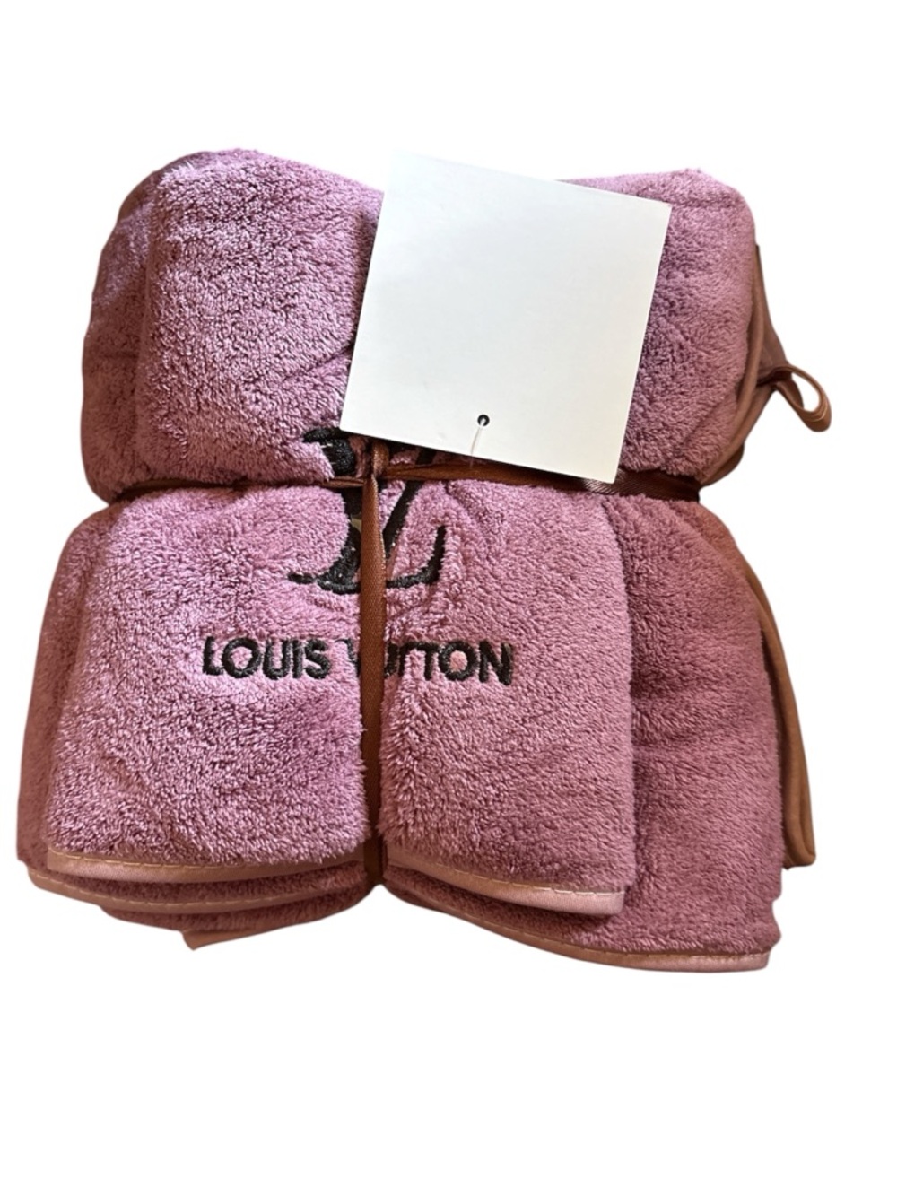 Louis Vuitton Pink Plush Bath Towel Set